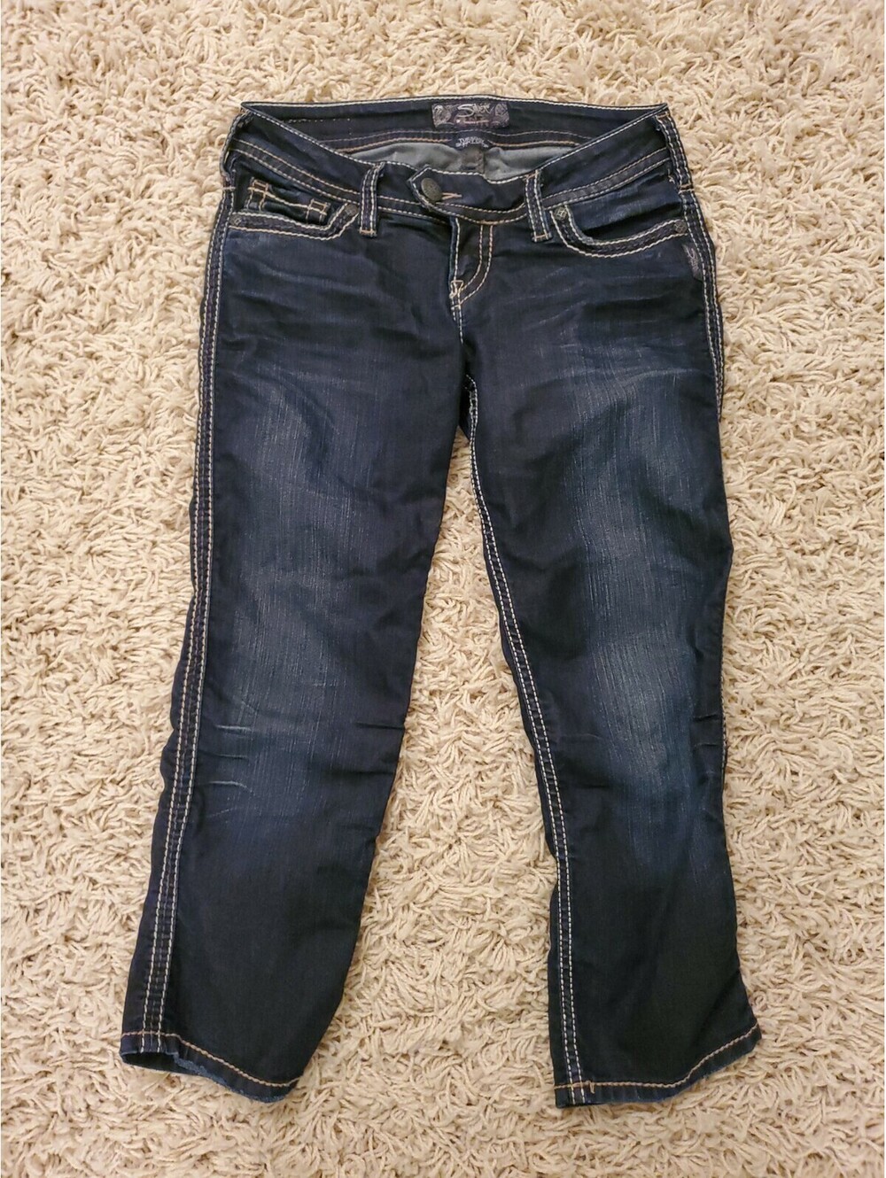 Silver Jeans Tuesday Skinny Crop Dark Wash capris Jeans Size 28